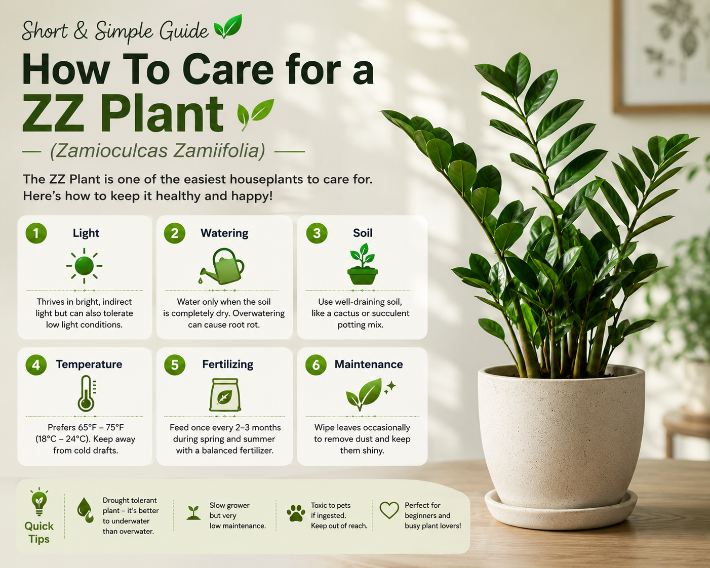 How to Care for a ZZ Plant (Zamioculcas zamiifolia)