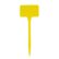 A bright yellow plant label with a pointed end for easy insertion into the soil. The label has a rectangular writing surface for identifying plants.